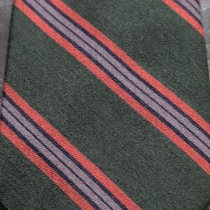 Green Tie Red Blue Gray Striped Wool Silk Blend By Roster Loose Tag